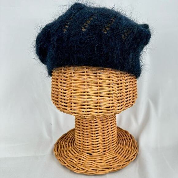 RARE - GREVI FIRENZE - Mohair/Wool - Knitted Black- Beanie Hat - Vintage - Italy main image 4